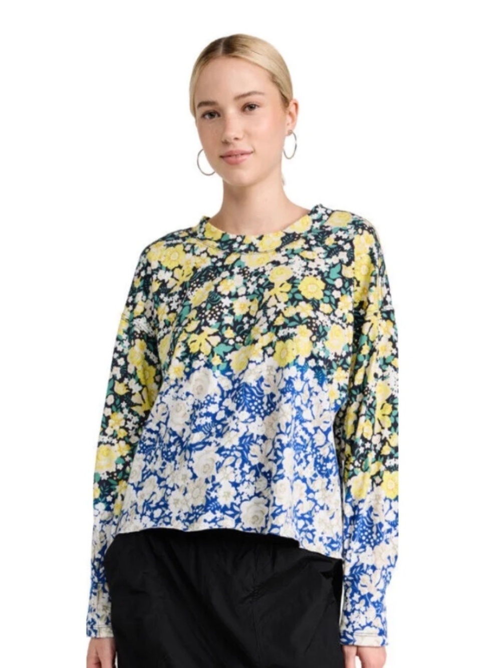 FP Movement Mock Neck Faded Poppy Long Sleeve Top Ombre Yellow Womens Medium NWT